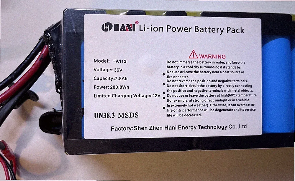 HANIWINNER HA113-4 36V 7.8Ah Lithium Battery for Folding E-Bike Scooter 250W-500
